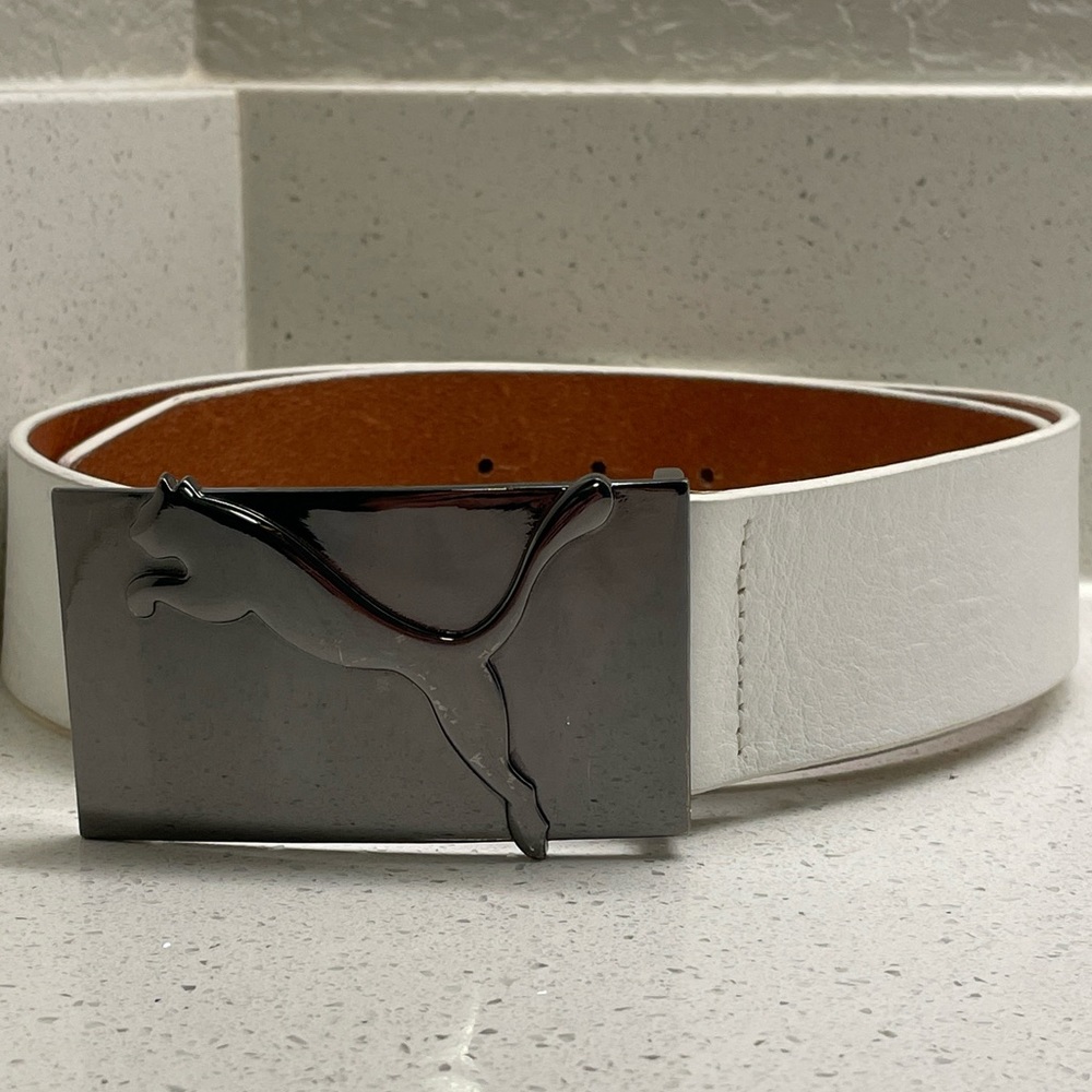 Puma White Leather Belt